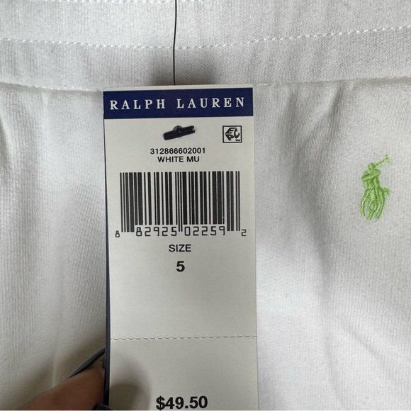 Ralph Lauren Polo Kids White Shorts with Colorful Embroidery - Picture 3 of 5